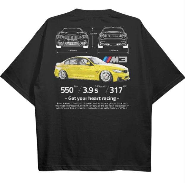 Drive in Style Car-Themed T-Shirts, F80 M3 Black T-Shirt, F80 M3 Technical Specs T-Shirt, Racing Shirt, Sport Car Shirt Menswear Top Menswear Top