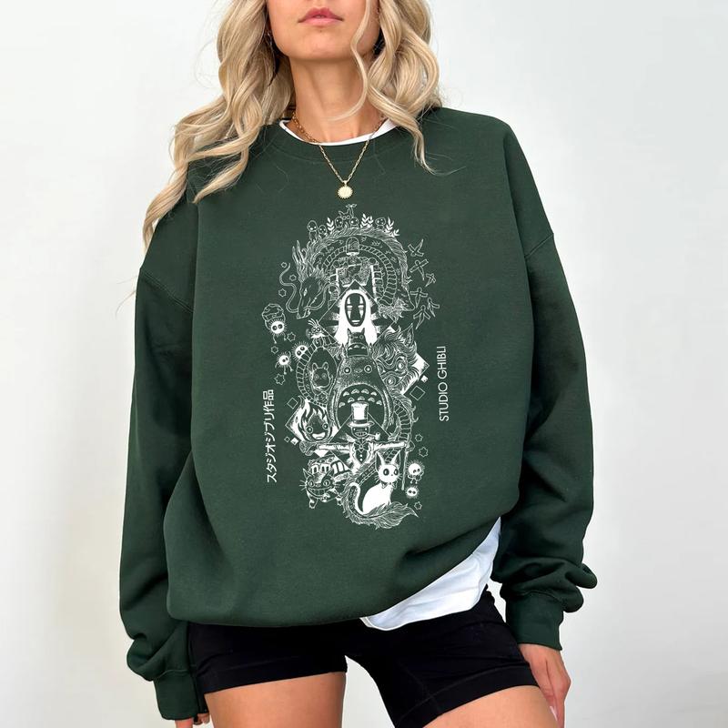 Ghibli Studio Sweatshirt T-Shirt, Ghibli Studio World Shirt, Howls Moving Castle Shirt, Spirited Away, Ghibli Studio Shirt, Hayao Miyazaki, My Neighbo