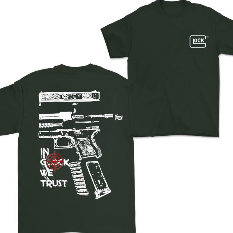 Glock T-shirt for Men, Women, In Glock We Trust T-shirt,Classic Fit Double-Sided Glock Tee ,T-shirt For Men And Women Cotton Menswear Crewneck