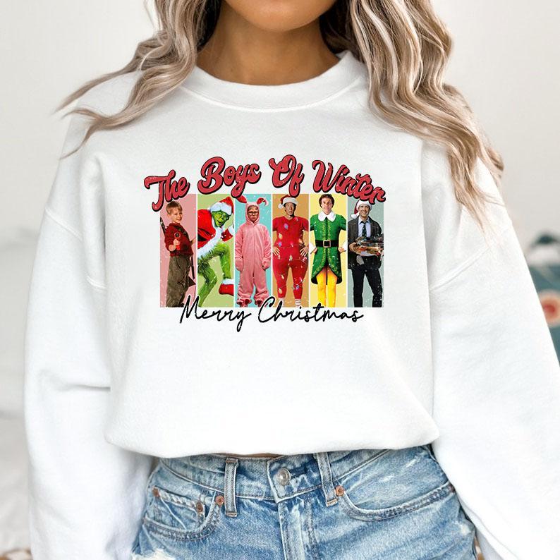 Boys of Winter Christmas, Holiday Movie, Christmas Matching Family, Retro Holiday, Casual Sweashirt Hoodie Tshirt Shirt Collar Comfort