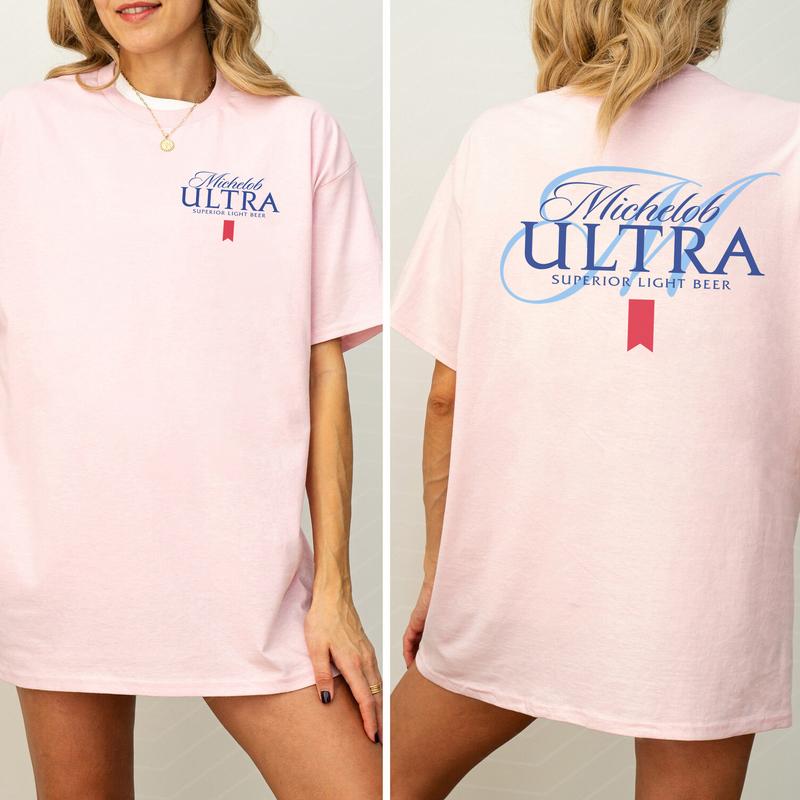 Vintage Michelob Ultra Shirt 2-Sided, Retro Light Beer Printed Tee, Drinking Shirt For Men, Soft Cotton Fabric T-shirt, Women's Top, Casual Womenswear