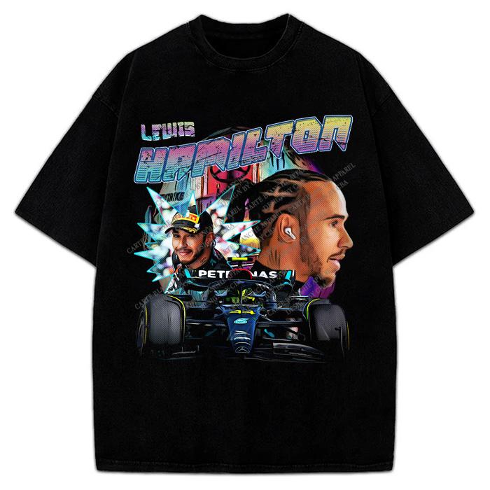 Lewis Hamilton Formula Race Car GOAT Vintage Retro Style Custom Graphic T-Shirt Crewneck Cotton