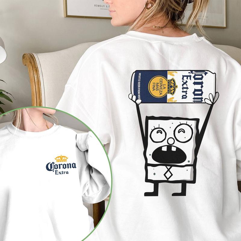 Corona Extra Drink Shirt, Doodlebob Character Movie Tshirt, Beer, Drinking Lover, Funny Shirt