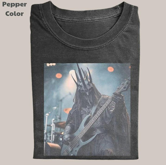 Lord of the Rings Vintage Tee, Sauron Playing Guitar T-Shirt, Meme Cringe Funny Dumb Shirts, Unisex Movie Shirt Menswear Womenswear Streetwear