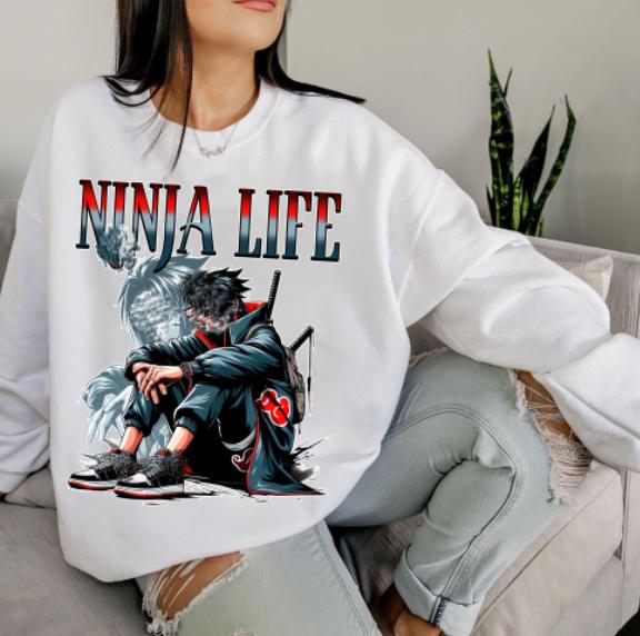 Uchjhaa SSasukeee Njnjaa life Shirt Crewneck Sweatshirt Hoodie, Narut0 Anjme Shirt, Anjme Shirt, Thug life Shirt