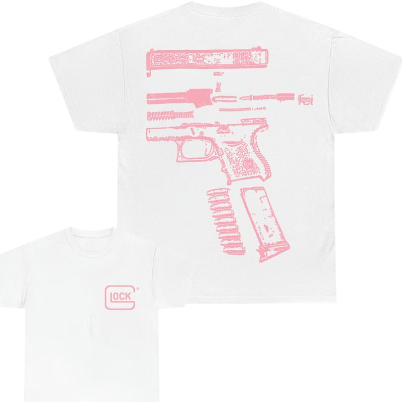 IN GLOCK WE TRUST 2 side T-shirt,Design Light Pink, T-shirt For Men, GIft For Men,Full color, Menswear Top