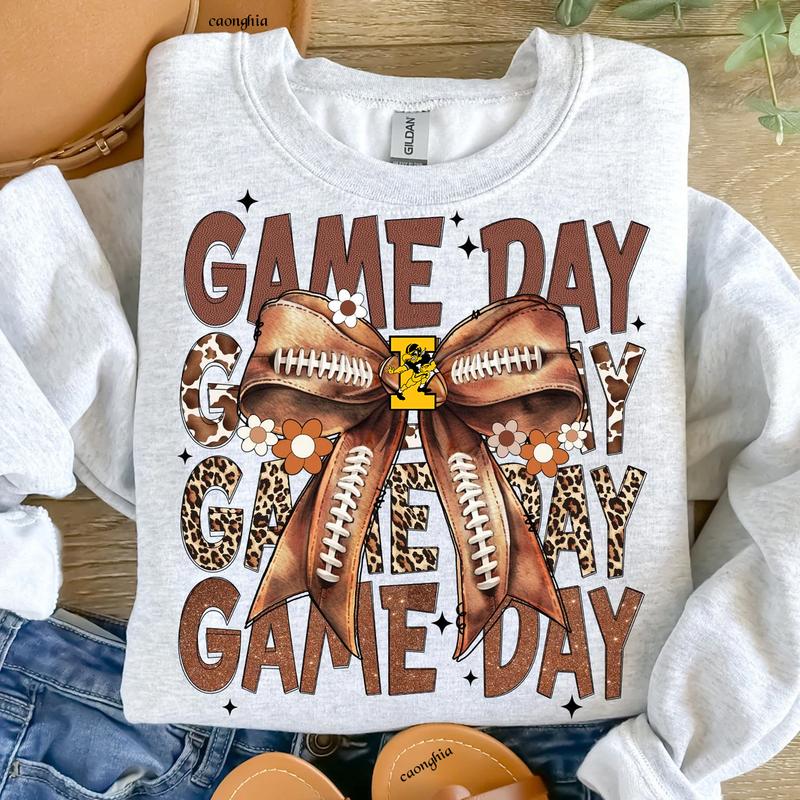 Vintage Iowa Hawkeyes Football Coquette Bow Game Day Shirt, Gameday Women's Sweatshirt Cotton Fit Top Womenswear