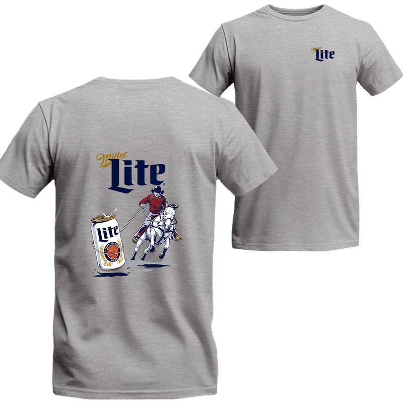 Miller Lite Rodeo 2 Sides T-shirt, Miller Light Short Sleeve Tee, Unisex Shirt, Menswear Top, beer shirt, drinking shirt
