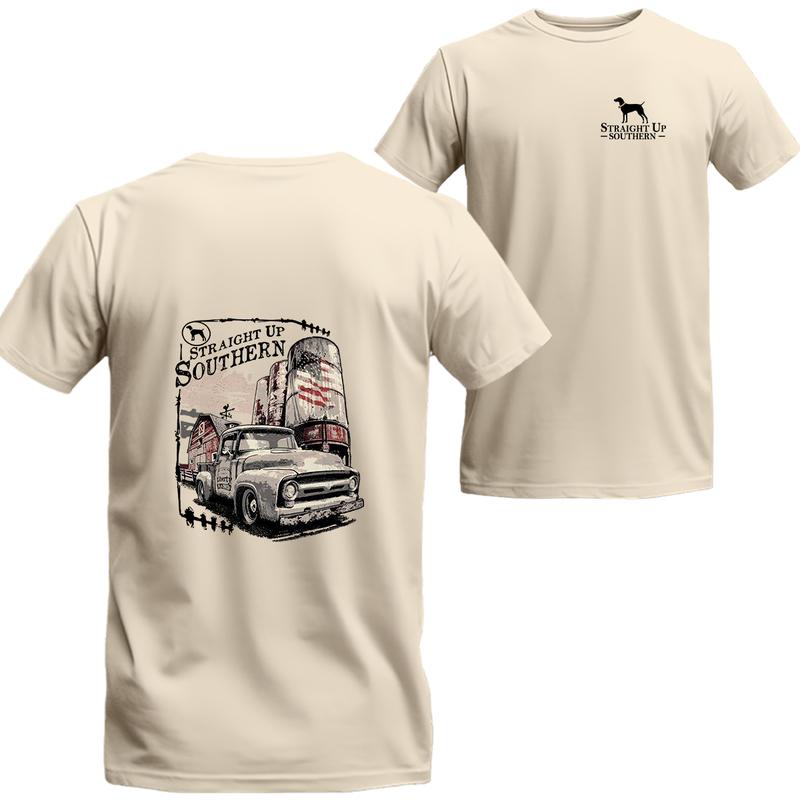 Mid Fifty - 50s Pickup Truck on the Farm T-shirt, Unisex T-shirt For Men, For Women, Best choice, Menswear Top, Beer Shirt Underwear Tshirt