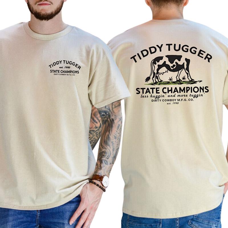 Vintage TIDDY TUGGER 1990 State Champions 2-Sided Shirt for Men, Men's Cowboy Tee, Cow Lover Gift Ideas, Classic Menswear, Soft Tshirt Cotton Tops