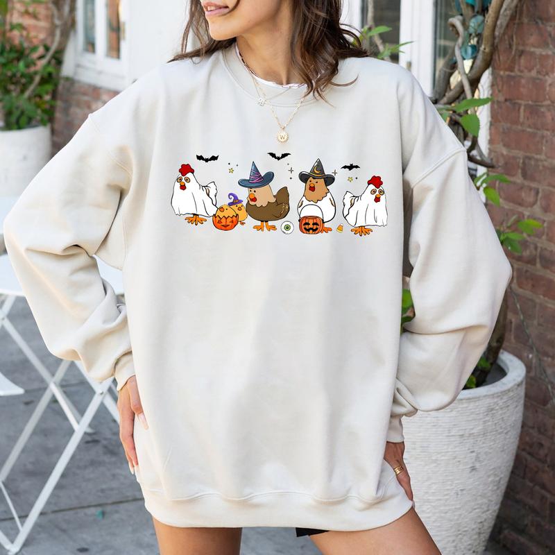 Chickens Halloween Crewneck Sweatshirt Hoodie Tshirt, Halloween 2024 Gifts