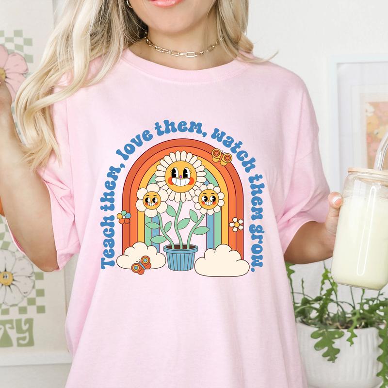 Teacher Shirt Women, Back To School Shirt Teacher, Teach Them Love Them Watch Them Grow, Retro Teacher Shirt, Retro Teacher Tee, New Teacher, Womenswe