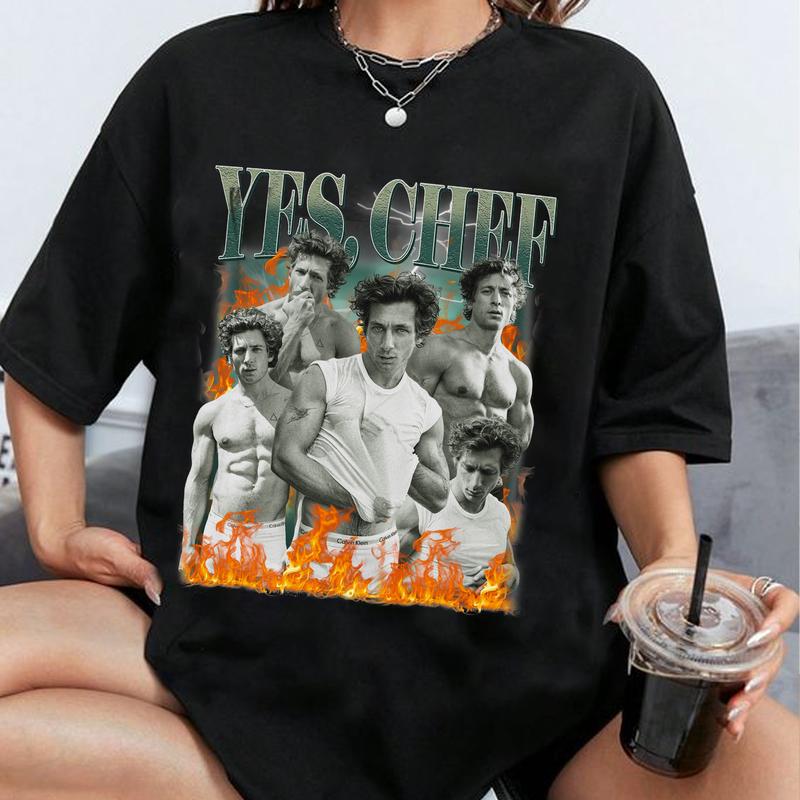 Retro Yes Chef Jeremy Allen White, The Bear, Yes Chef Fire T-Shirt Sweatshirt Hoodie Unisex Casual Fit