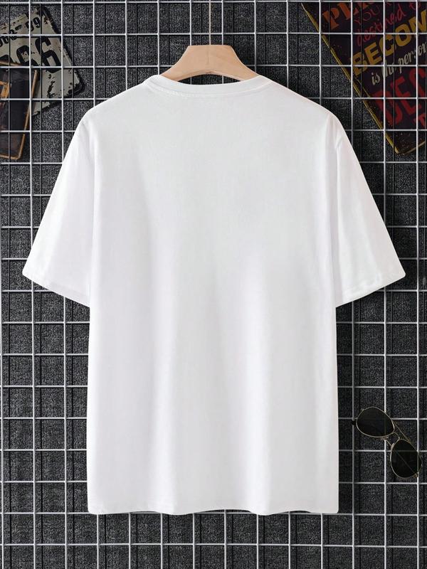 Men's Letter Print Round Neck TeeÂ Summer Clothes, Regular FitÂ Casual Short Sleeve Crew Neck T-Shirt for Summer, Graphic Tees,Â Fashion Men's Streetwear