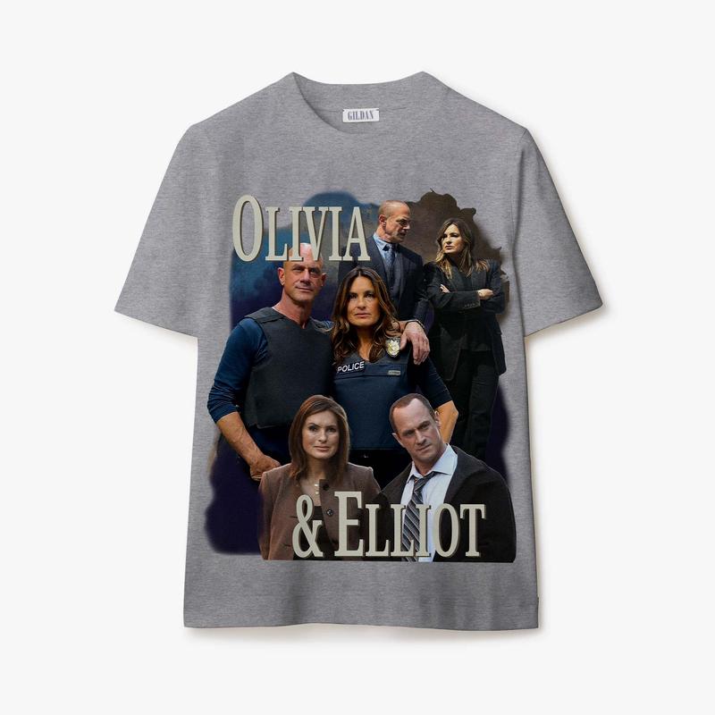 Olivia Benson Elliot Stabler Shirt Bootleg Y2K Style Shirt Classic Cotton casual tee