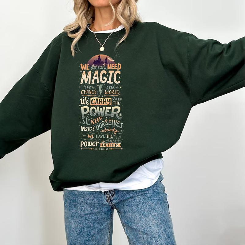 HP Magic Quotes Sweatshirt Hoodie Shirt Cotton Fit