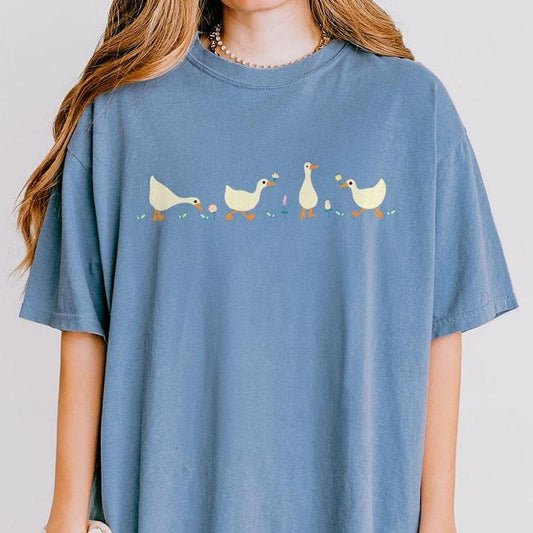 Ducks and Flowers Comfort Shirt, Funny Goose Shirt, Cute Duck Aesthetic Shirt, Funny Goose Shirt, Comfort Shirt for Her, Goose Lover Tee, Cute Duck Co
