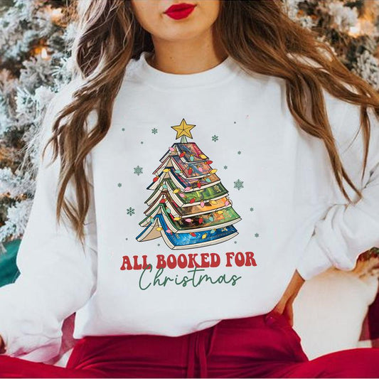 HP All Booked For Chritmas Unisex Sweatshirt, Hogwarts Unisex T-Shirt, Harry Hoodie Check Cotton Fit