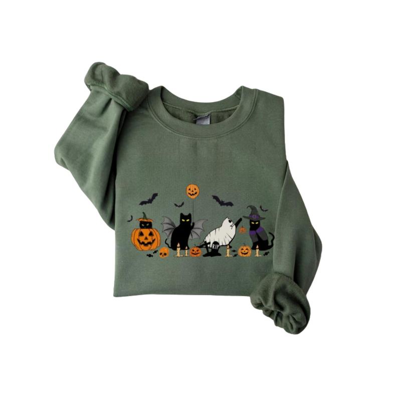Halloween Cats Sweater - Cute Cat Halloween, Perfect for Pet Lovers Sweatshirt Unisex
