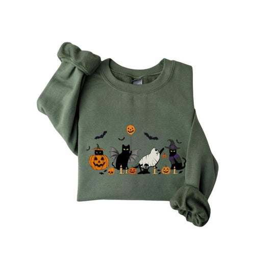 Halloween Cats Sweater - Cute Cat Halloween, Perfect for Pet Lovers Sweatshirt Unisex
