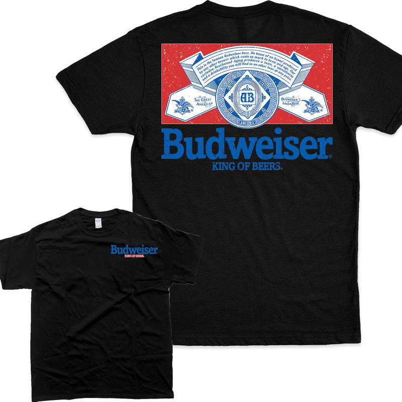 Budweiser Distressed Front and Back Print T-Shirt