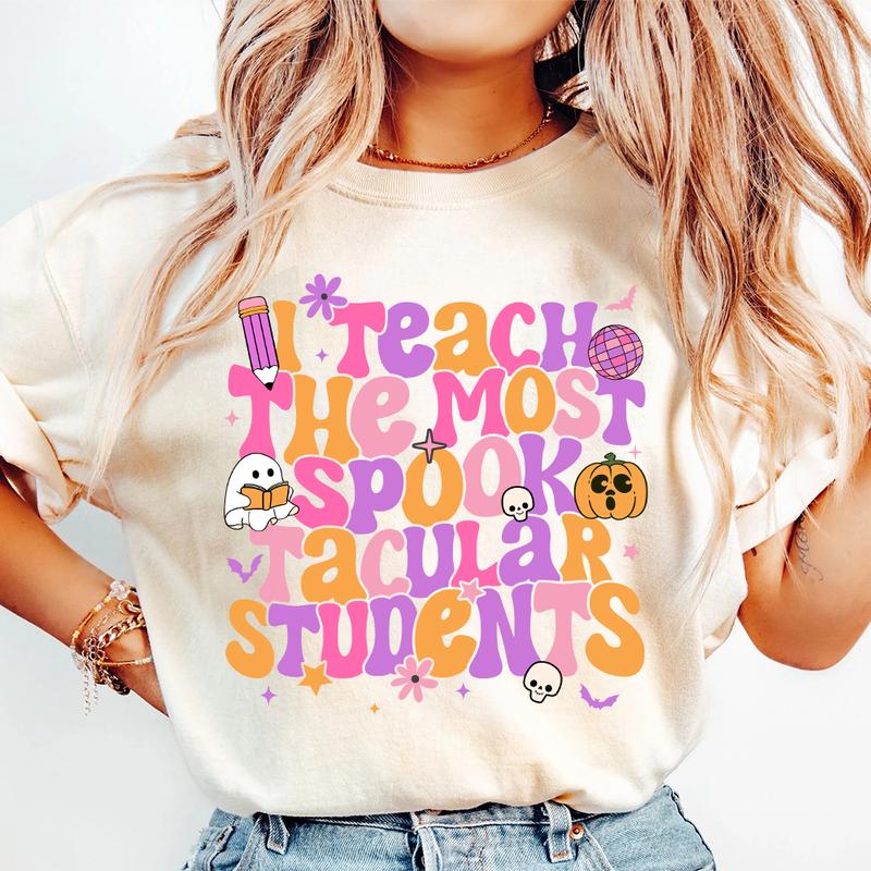Halloween Teacher Shirt, I Teach The Most Spooktacular Students, Groovy Teacher Shirt, Retro Halloween Teacher, Kindergarten Teacher