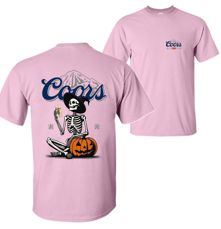 Coors Beer, Coors Beer Halloween Skeleton Pumpkin 2 sides T-Shirt, , Coors Halloween Shirt, Halloween Shirt, For Men, For Women, Halloween Cute