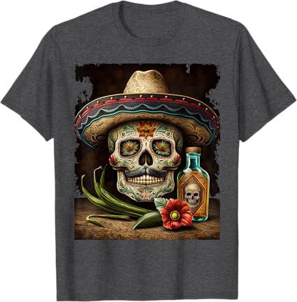 Mexican Sugar Skull Tequila Sombrero Cinco De Mayo Men Women T-Shirt