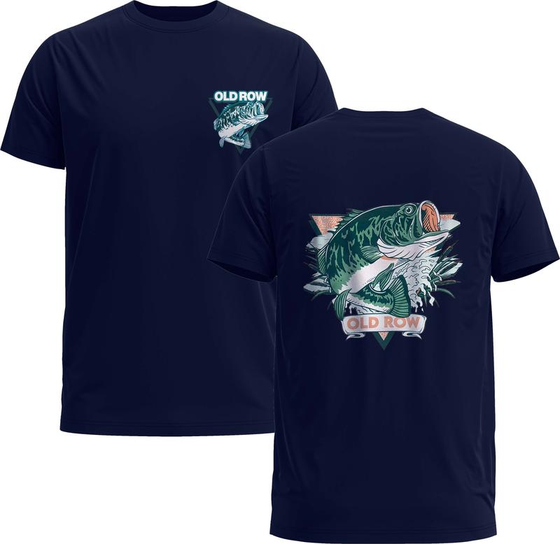 Old Row Outdoors Bass Triangle Tee, Old Row Unisex Print TShirt Gift - Gildan 5000 Graphic Shirt, Heavy Cotton, Full Sizing & Colors