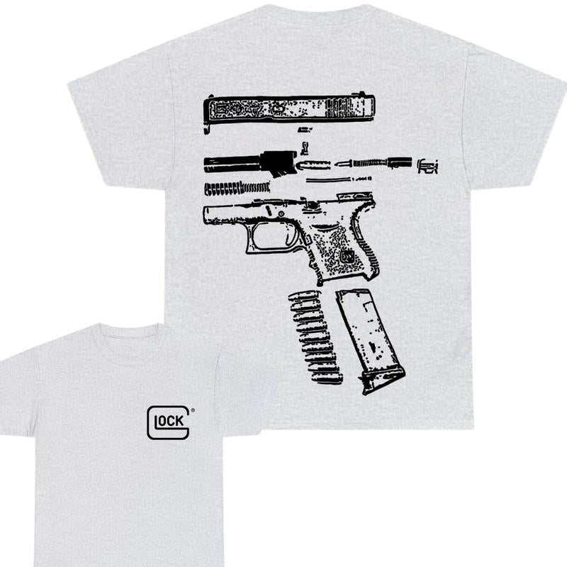 IN GLOCK WE TRUST 2 side T-shirt,Design Black- White, T-shirt For Men, GIft For Men,Full color, Menswear Top,In Glock Cotton Classic