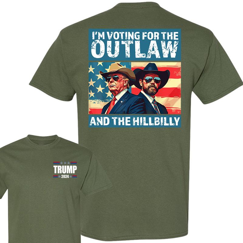I'm Voting For The Outlaw And Hillbilly American Flag Trump Vance Shirt, Trum Vance 2024 Shirt, Election 2024 Shirt, Full Colors, Full Sizes