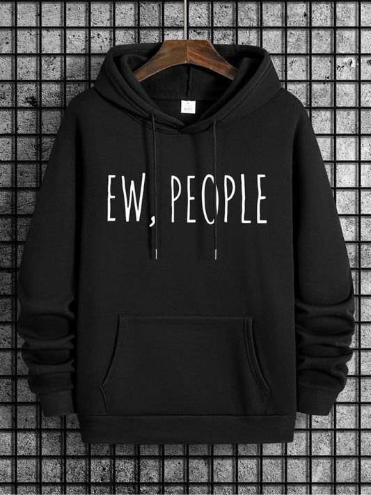 Letter Print Men's Drawstring Hoodie, Casual Pocket Sweatshirt, Spring & Fall Fashion Wear, Men's Wardrobe Essentials, Comfort Hoodies