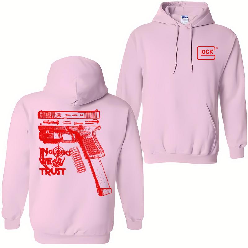 In GLock We Trust Hoodie - Glock Shirt- Design Red Color Double Sided - Men's & Women's Classic Fit Long Sleeve Hoodie - Menswear Casual Underwear