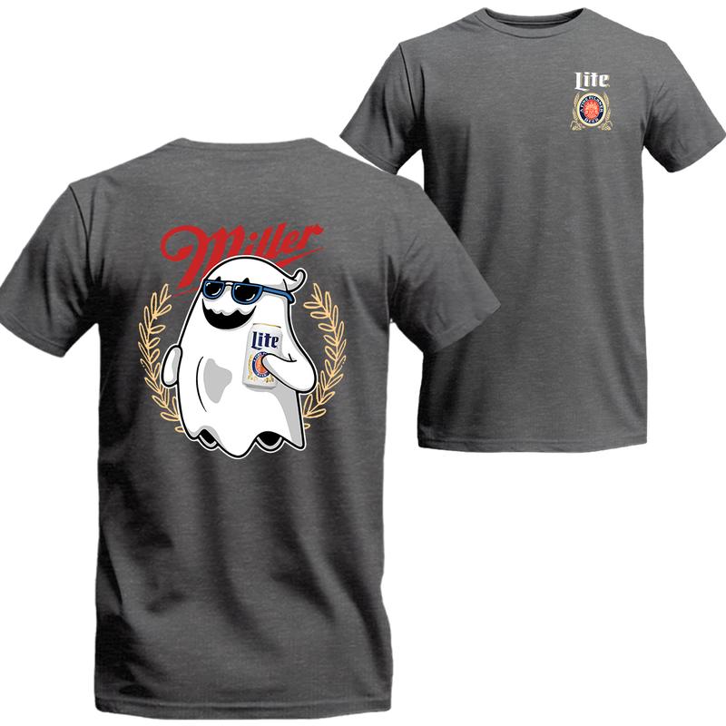 Miler Lite Ghost Halloween 2 Sided Shirt, Miler Lite Short Sleeve Tee, Beer Shirt Viral, Menswear Top
