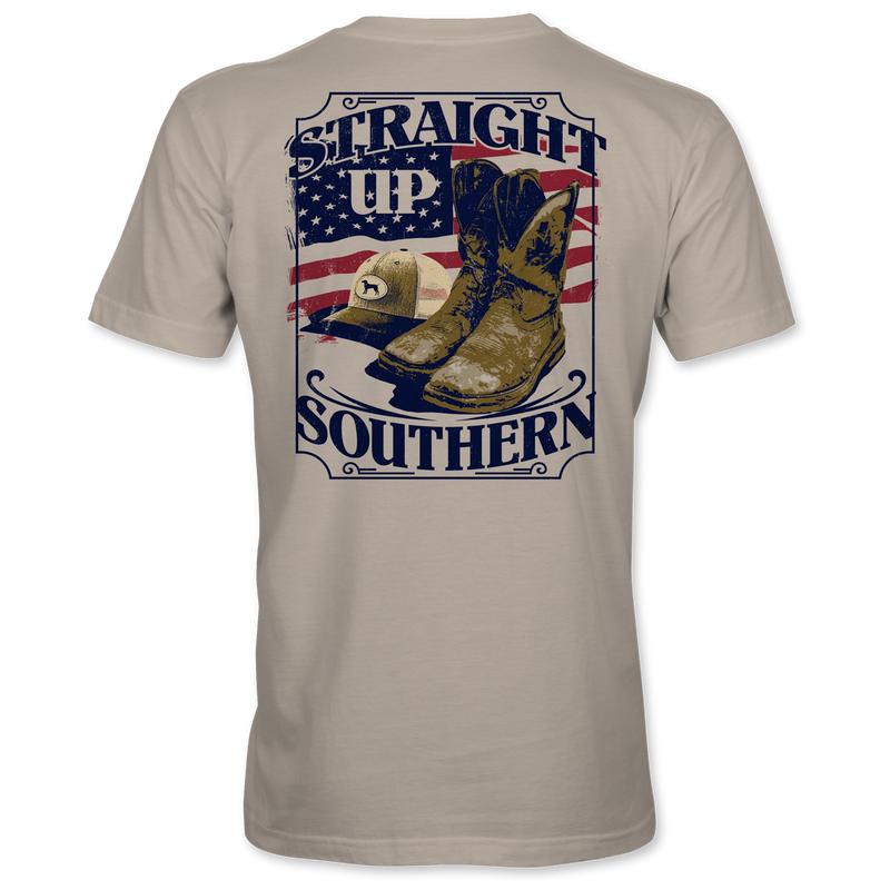 Hats Off - Work Boots, Trucker Cap, and American Flag Tee