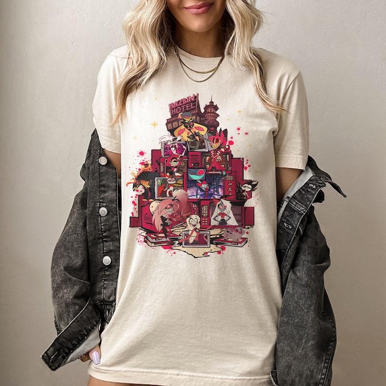 Hazbin Hotel Characters T-Shirt, Helluva Boss Charlie Inspired Unique Tee, Splendid Unisex Merch Gifts for Animated Series Enthusiasts