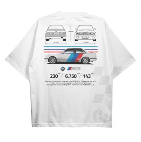 Drive in Style Car-Themed T-Shirts, E30 M3 BluePrint T-Shirt, E30 M3 BluePrint Technical Specs T-Shirt, Racing Shirt, Sport Car Shirt Menswear Top