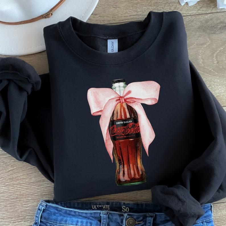 Coke Zero Pink Bow Sweatshirt, Co ca Cola Shirt, Coke Zero Crewneck, Coke Zero Lover, Coke Lover Sweater, Diet Coke Trending, Diet Coke Bestseller Shi