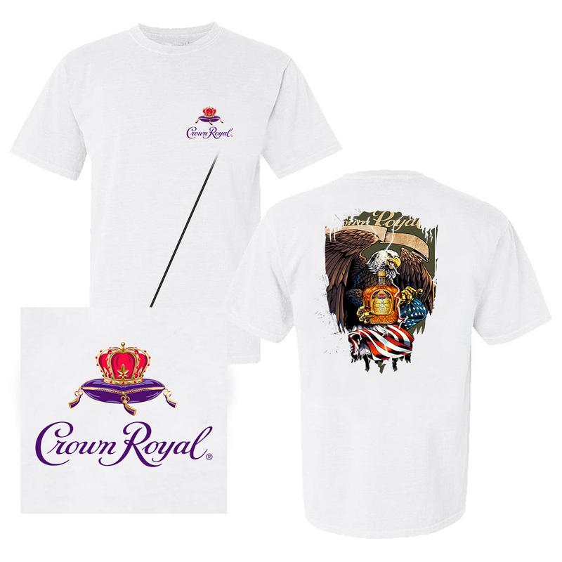 Crown Royal Eagle Usa Flag T-shirt - 2 Side - Athleisure Wear - Unisex Designs - Pick Your Look - Find Your Favorite Color - From Small To Extra Large