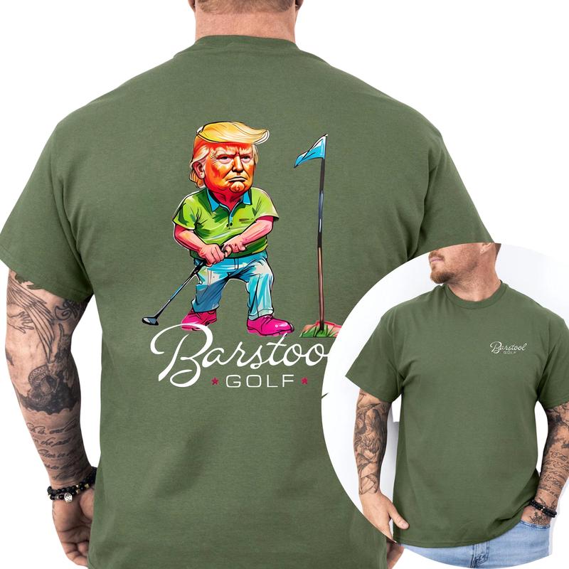 Funny Trump Golf 2-Sided Shirt, Men's Golfing Tee, 45 47 Trump T-shirt, MAGA Republican Tshirt, Unisex Golfer Tops, Classic Cotton Casual Menswear