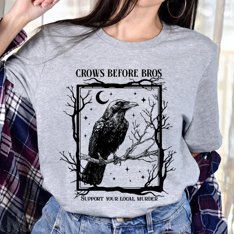Crows before Bros, Support Your Local Murder, Vintage Halloween Shirt, Crow Lover Gift, Raven Shirt, Withy Vibes, Gothic Shirt