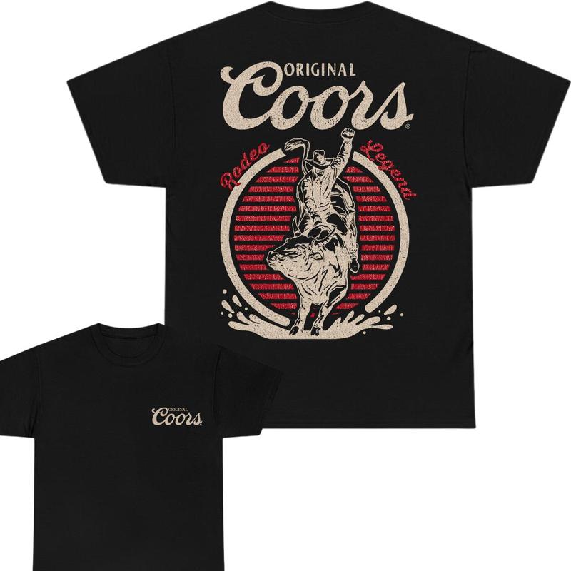 Original Coors Rodeo Legend Double Sided Beer Logo T-Shirt - Full Color - Free Ship