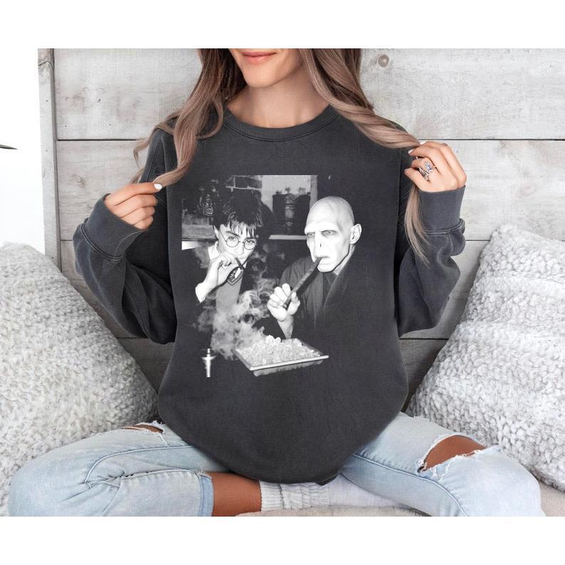 Vintage Harry Potter And Volrt Smoking T- shirt, Wizard House Christmas Birthday Gift, Potter Halloween Shirt, Gift for Halloween and Christmas Womens