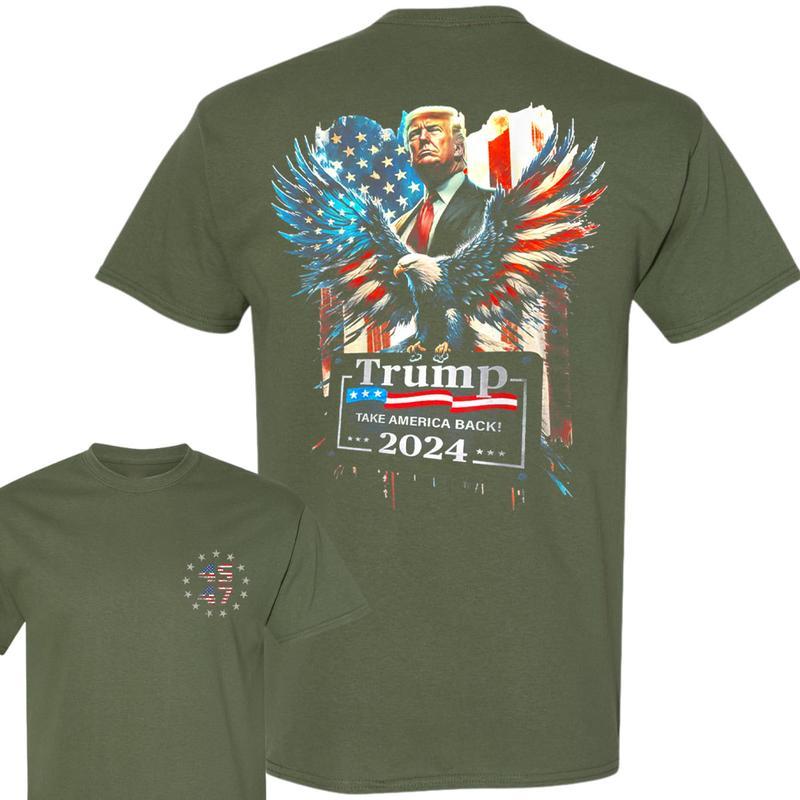 Trump Take America Back 2024 Eagle US Flag Shirt, 45 47 Trump 2024 American Flag Shirt, Trump Supporters Shirt, Election 2024, Full Colors, Full Sizes