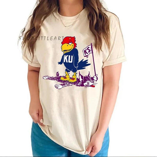 Vintage Kansas Jayhawks Shirt Ku Vs Ks Crewneck With Distressed Unisex T-Shirt
