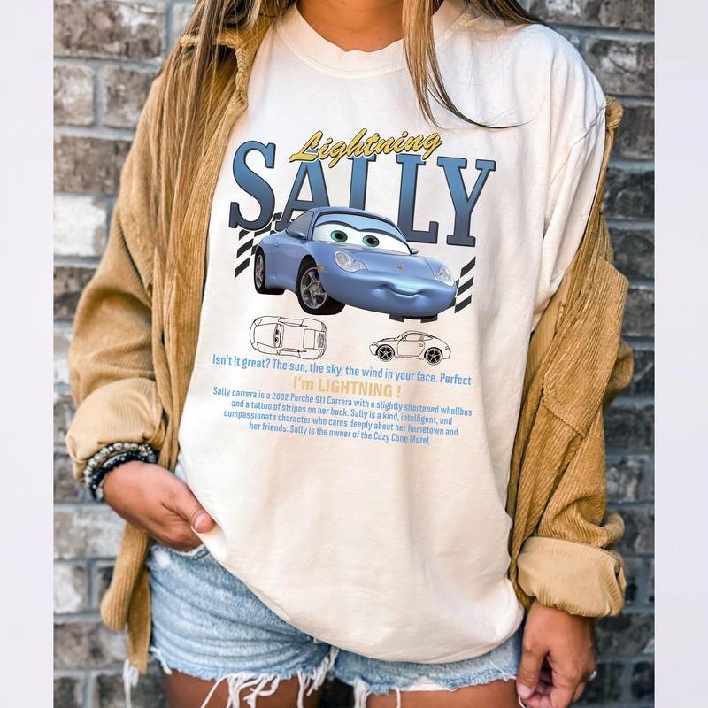 Vintage 2 Sided Lightning Sall.y Shirts, Cartoon Car Lovers Sweatshirt Gifts for Girlfriend