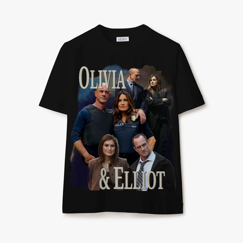 Olivia Benson Elliot Stabler Shirt Bootleg Y2K Style Shirt Classic Cotton casual tee