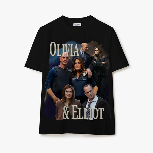 Olivia Benson Elliot Stabler Shirt Bootleg Y2K Style Shirt Classic Cotton casual tee
