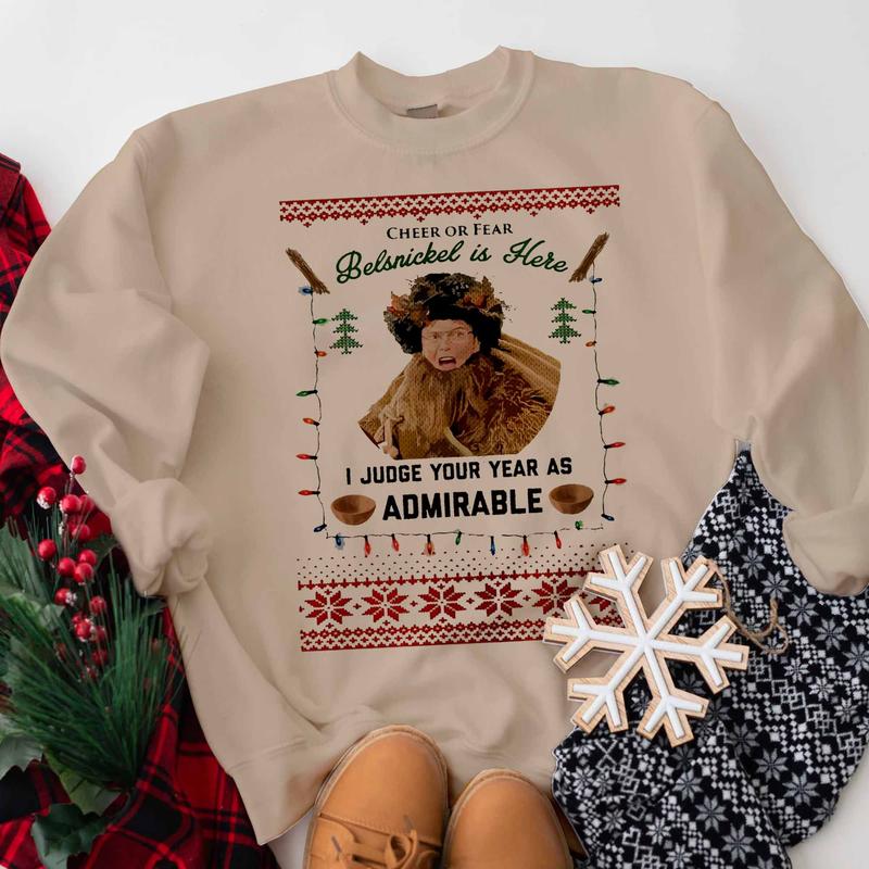 Admirable Or Impish Ugly Christmas Sweatshirt, The Office Ugly Xmas Sweatshirt, Movie Christmas Sweater Classic Fabric Menswear Unisex