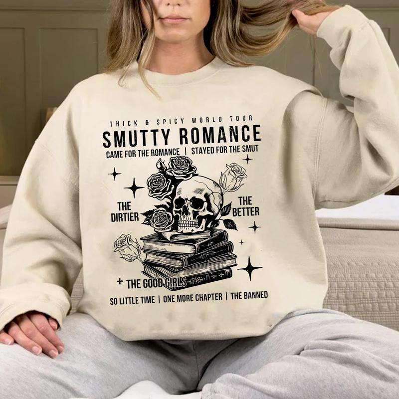 Retro Smutty Romance Sweatshirt, Dark Romance Merch, Smut Reader, Spicy Book Club Sweater, Bookish Merch, Skeleton Book Crewneck, Booktok Shirt
